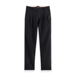 SCOTCH & SODA Pantaloni Straight Fit Garment-Dyed Pleated Chino 177226 SC0008 black