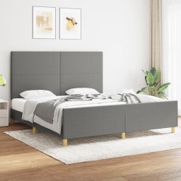Cadru de pat cu tablie, gri închis, 180x200 cm, textil GartenMobel Dekor