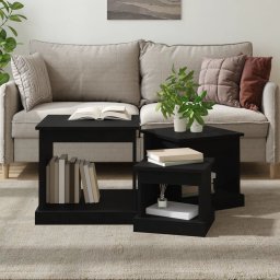 Masute de cafea, 3 buc., negru, lemn prelucrat GartenMobel Dekor