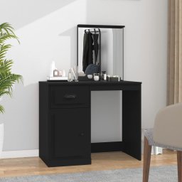Masa de toaleta cu oglinda, negru 90x50x132,5 cm lemn prelucrat GartenMobel Dekor