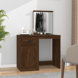 Masa de toaleta cu oglinda, stejar maro 90x50x132,5 cm lemn GartenMobel Dekor