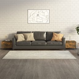 Masute cafea picioare metalice 2 buc stejar fumuriu 50x50x40 cm GartenMobel Dekor