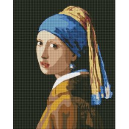 Set goblen cu diamante, cu sasiu, Fata cu cercel de perla - Vermeer, 40x50 cm