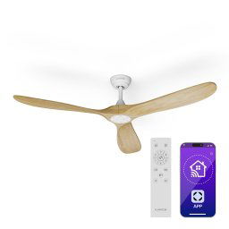 Klarstein Ventilator de tavan Bahama Breeze Smart Ceiling Fan, palete rotor din lemn masiv, telecomandă + control prin aplicație (VTS14-BahBr-CF-Ah)