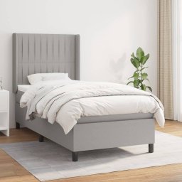 Pat continental cu saltea, gri deschis, 80x200 cm, textil GartenMobel Dekor