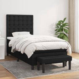 Pat box spring cu saltea, negru, 100x200 cm, textil GartenMobel Dekor