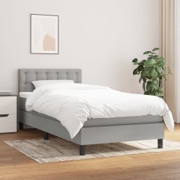 Pat box spring cu saltea, gri deschis, 90x190 cm, textil GartenMobel Dekor
