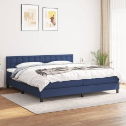 Pat box spring cu saltea, albastru, 200x200 cm, textil GartenMobel Dekor