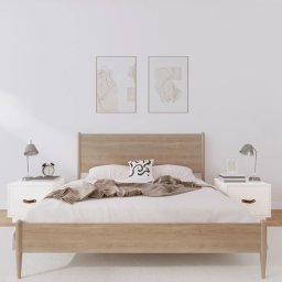 Noptiere, 2 buc., alb, 40x34x35 cm, lemn masiv de pin GartenMobel Dekor