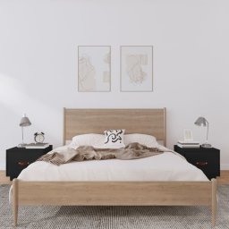 Noptiere, 2 buc., negru, 40x34x35 cm, lemn masiv de pin GartenMobel Dekor