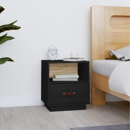 Noptiera, negru, 40x34x45 cm, lemn masiv de pin GartenMobel Dekor