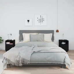 Noptiere, 2 buc., negru, 40x34x55 cm, lemn masiv de pin GartenMobel Dekor
