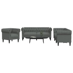 Set de canapele, 3 piese, gri închis, textil GartenMobel Dekor