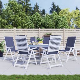 Perne scaune cu spatar înalt, 6 buc., bleumarin, textil GartenMobel Dekor