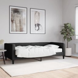 Pat de zi cu saltea, negru, 90x190 cm, textil GartenMobel Dekor