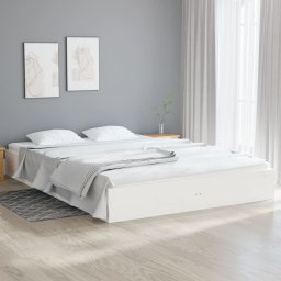 Cadru de pat Super King, alb, 180x200 cm, lemn masiv GartenMobel Dekor