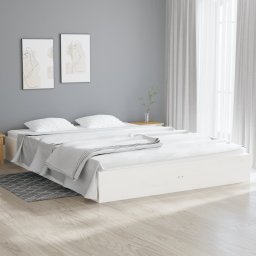 Cadru de pat King Size, alb, 150x200 cm, lemn masiv GartenMobel Dekor