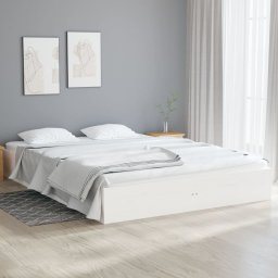 Cadru de pat dublu, alb, 135x190 cm, lemn masiv GartenMobel Dekor