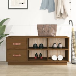 Banca pentru pantofi, maro miere, 100x34x45 cm, lemn masiv pin GartenMobel Dekor