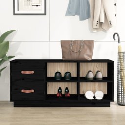 Banca pentru pantofi, negru, 100x34x45 cm, lemn masiv de pin GartenMobel Dekor