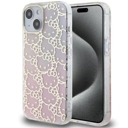 Husa IML Gradient Electrop Crowded Kitty Head case for iPhone 15 - pink