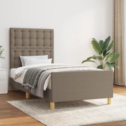 Cadru de pat cu tablie, gri taupe, 90x200 cm, textil GartenMobel Dekor