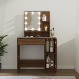 Masa de toaleta cu LED, stejar maro, 86,5x35x136 cm GartenMobel Dekor