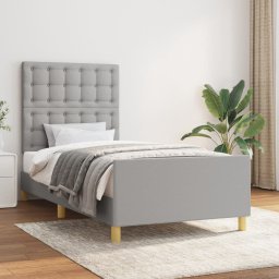 Cadru de pat cu tablie, gri deschis, 100x200 cm, textil GartenMobel Dekor