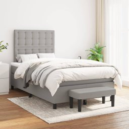 Pat continental cu saltea, gri deschis, 120x200 cm, textil GartenMobel Dekor
