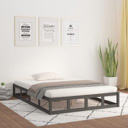 Cadru de pat, gri, 150x200 cm, lemn masiv, King Size 5FT GartenMobel Dekor