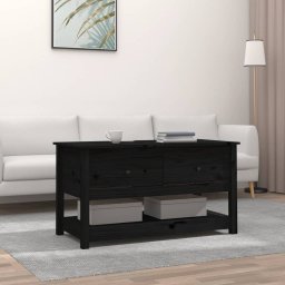 Masuta de cafea, negru, 102x49x55 cm, lemn masiv de pin GartenMobel Dekor