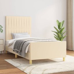Cadru de pat cu tablie, crem, 100x200 cm, textil GartenMobel Dekor