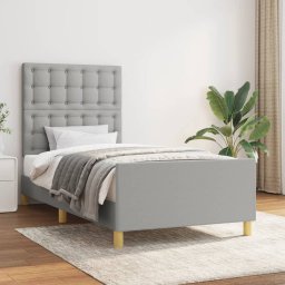 Cadru de pat cu tablie, gri deschis, 90x200 cm, textil GartenMobel Dekor