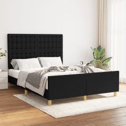 Cadru de pat cu tablie, negru, 140x190 cm, textil GartenMobel Dekor
