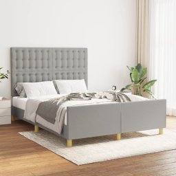 Cadru de pat cu tablie, gri deschis, 140x200 cm, textil GartenMobel Dekor