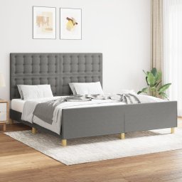 Cadru de pat cu tablie, gri închis, 160x200 cm, textil GartenMobel Dekor