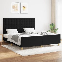 Cadru de pat cu tablie, negru, 160x200 cm, textil GartenMobel Dekor