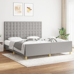 Cadru de pat cu tablie, gri deschis, 180x200 cm, textil GartenMobel Dekor
