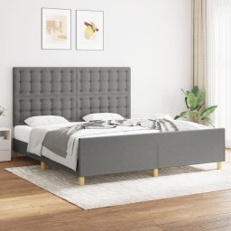 Cadru de pat cu tablie, gri închis, 180x200 cm, textil GartenMobel Dekor