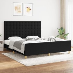 Cadru de pat cu tablie, negru, 180x200 cm, textil GartenMobel Dekor