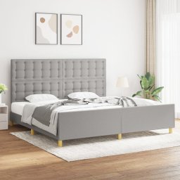 Cadru de pat cu tablie, gri deschis, 200x200 cm, textil GartenMobel Dekor