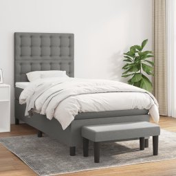 Pat box spring cu saltea, gri închis, 90x190 cm, textil GartenMobel Dekor