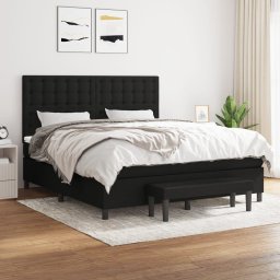 Pat box spring cu saltea, negru, 160x200 cm, textil GartenMobel Dekor