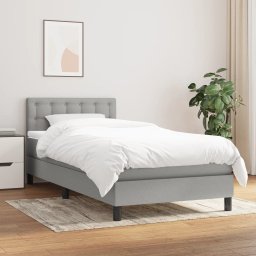 Pat box spring cu saltea, gri deschis, 100x200 cm, textil GartenMobel Dekor