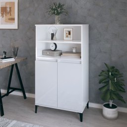 Dulap înalt, alb extralucios, 60x36x110 cm, lemn compozit GartenMobel Dekor