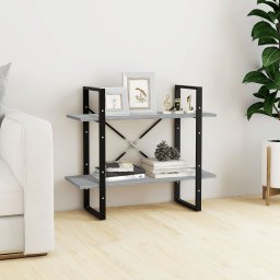 Biblioteca 2 niveluri gri sonoma 80x30x70 cm lemn compozit GartenMobel Dekor