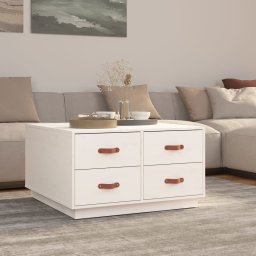 Masuta de cafea, alb, 80x80x45 cm, lemn masiv de pin GartenMobel Dekor