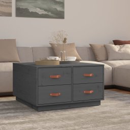 Masuta de cafea, gri, 80x80x45 cm, lemn masiv de pin GartenMobel Dekor