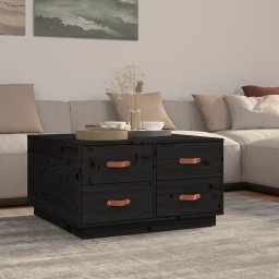 Masuta de cafea, negru, 80x80x45 cm, lemn masiv de pin GartenMobel Dekor