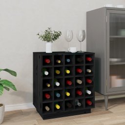 Dulap de vinuri, negru, 55,5x34x61 cm, lemn masiv de pin GartenMobel Dekor